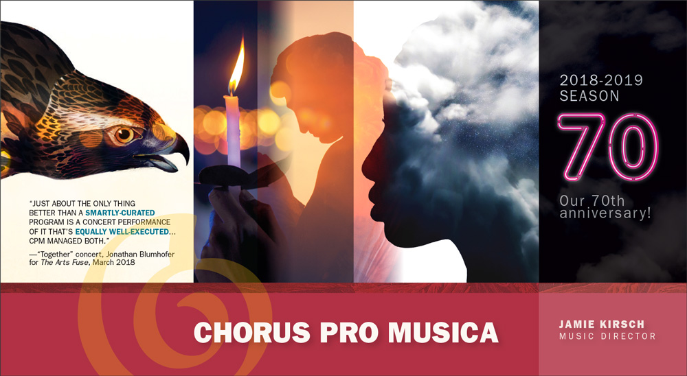 Graphic design, season brochure design, Chorus pro Musica, arts marketing, Boston